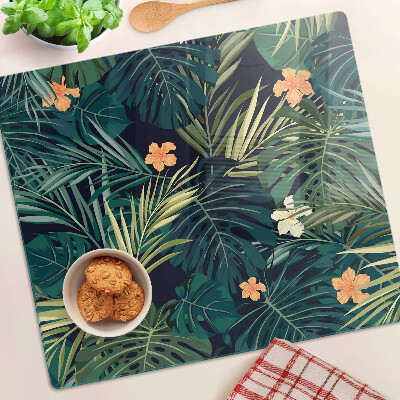 Tábua para corte Padrão tropical com folhas e flores