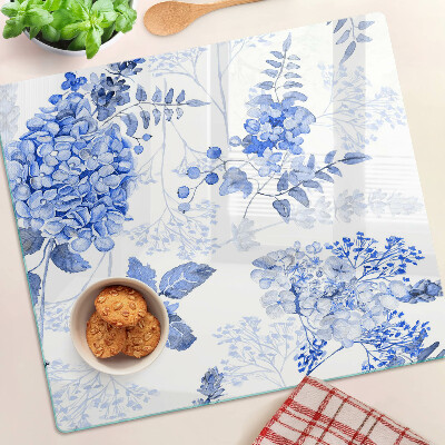 Tábua para corte Flores em tons de azul