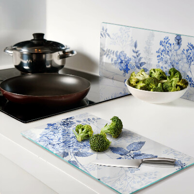 Tábua para corte Flores em tons de azul