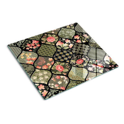 Tábua para cozinha Patchwork floral com padrões geométricos