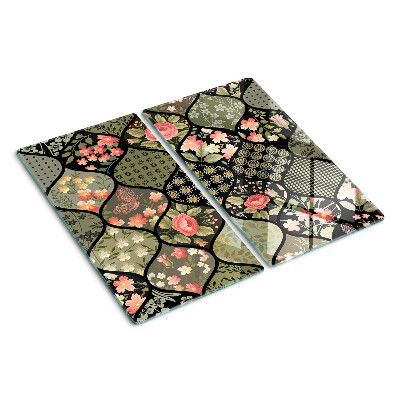 Tábua para cozinha Patchwork floral com padrões geométricos