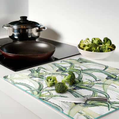 Tábua para corte Folhas de plantas em estilo aquarela