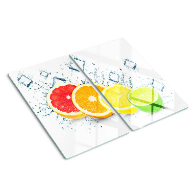 Tábua para corte Frutas cítricas em fatias coloridas