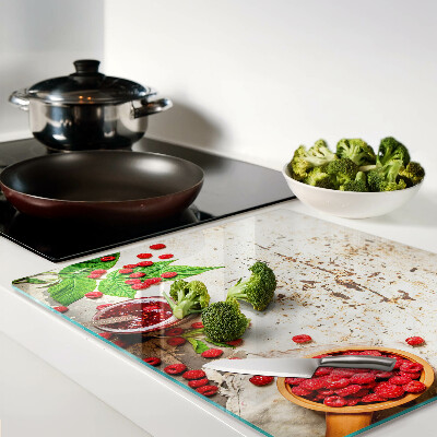 Tábua para cozinha Framboesas e folhas