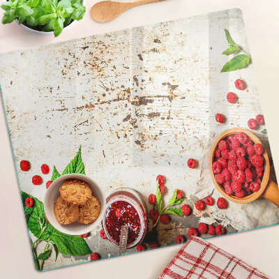 Tábua para cozinha Framboesas e folhas