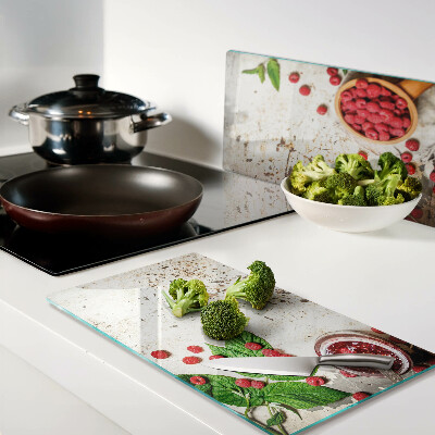 Tábua para cozinha Framboesas e folhas