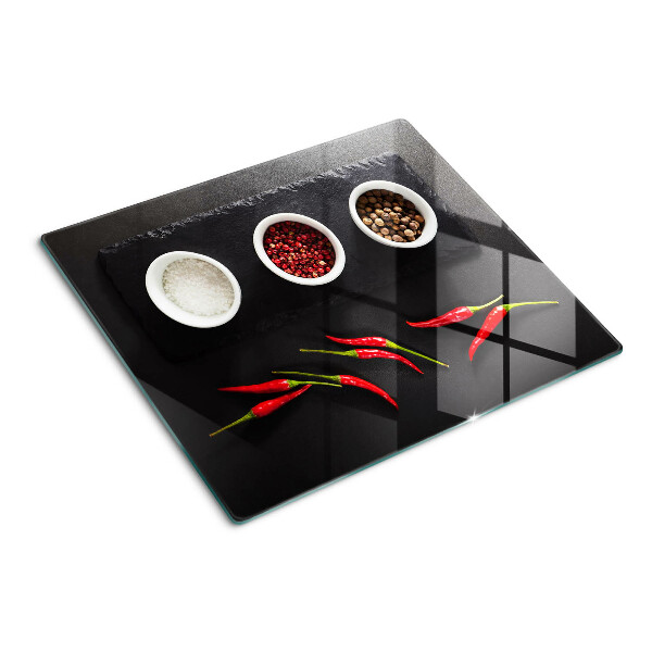 Tábua para cozinha Especiarias e pimentões vermelhos