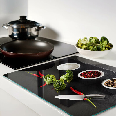 Tábua para cozinha Especiarias e pimentões vermelhos