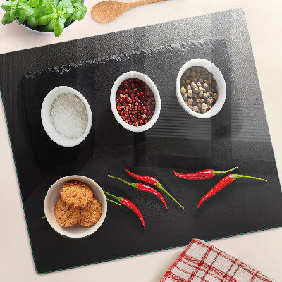 Tábua para cozinha Especiarias e pimentões vermelhos