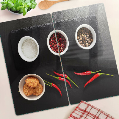 Tábua para cozinha Especiarias e pimentões vermelhos