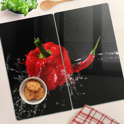 Tábua para corte Pimenta vermelha na água