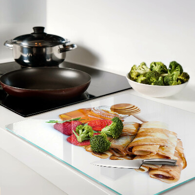 Tábua para cozinha Panquecas com mel e morangos