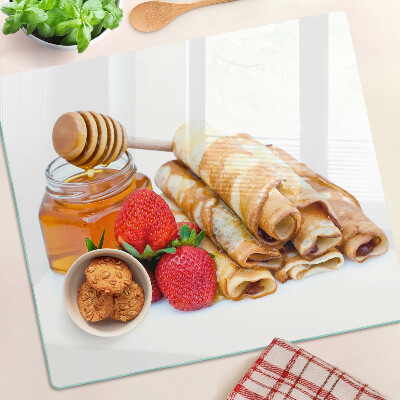Tábua para cozinha Panquecas com mel e morangos