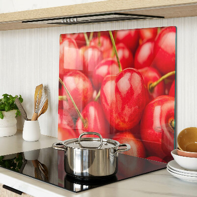 Tábua para corte Cerejas em fundo vermelho