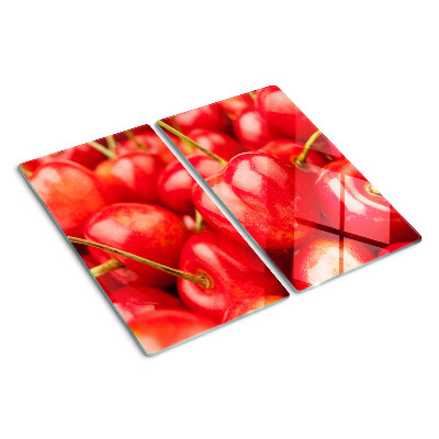 Tábua para corte Cerejas em fundo vermelho
