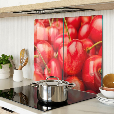 Tábua para corte Cerejas em fundo vermelho