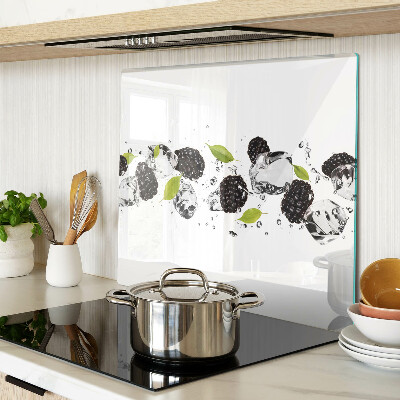 Tábua para cozinha Framboesas com folhas e gotas de água