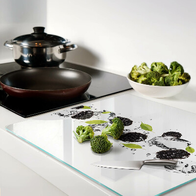 Tábua para cozinha Framboesas com folhas e gotas de água