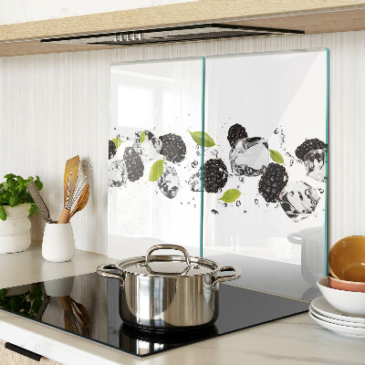 Tábua para cozinha Framboesas com folhas e gotas de água