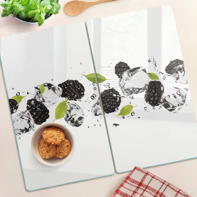 Tábua para cozinha Framboesas com folhas e gotas de água