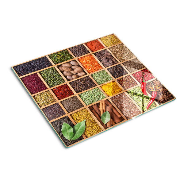 Tábua para corte Especiarias em potes