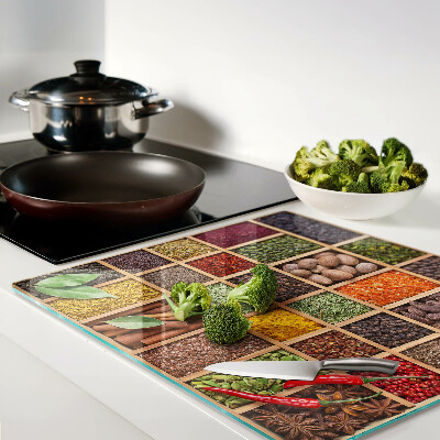 Tábua para corte Especiarias em potes