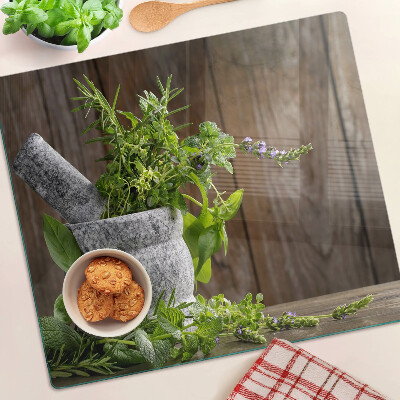 Tábua para corte Ervas em um vaso