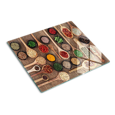 Tábua para cozinha Especiarias e ervas em colheres