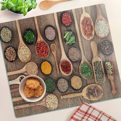 Tábua para cozinha Especiarias e ervas em colheres