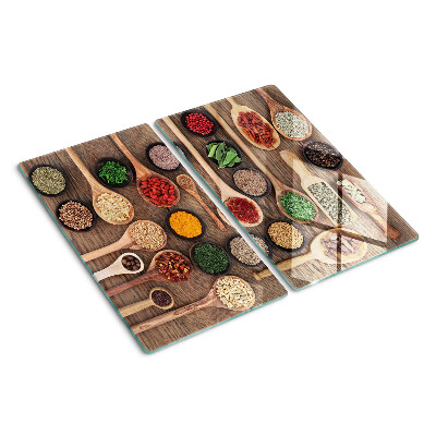 Tábua para cozinha Especiarias e ervas em colheres