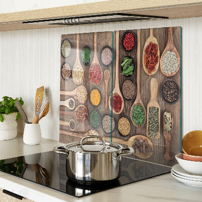 Tábua para cozinha Especiarias e ervas em colheres