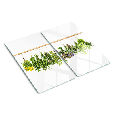 Tábua para corte Ervas secas em uma corda