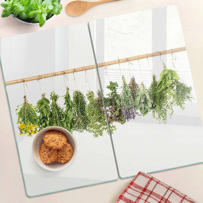 Tábua para corte Ervas secas em uma corda