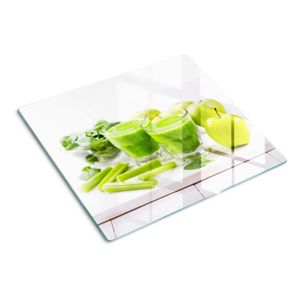 Tábua para corte Smoothie verde com ingredientes frescos