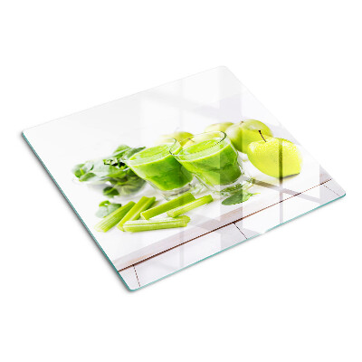 Tábua para corte Smoothie verde com ingredientes frescos