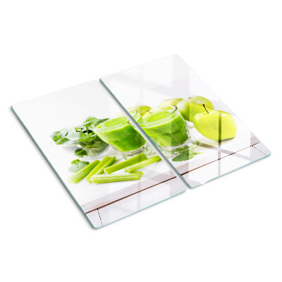 Tábua para corte Smoothie verde com ingredientes frescos