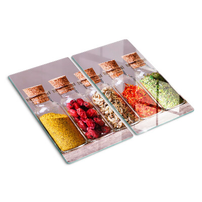 Tábua para corte Especiarias em potes de vidro