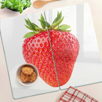 Tábua para corte Morango em fundo branco