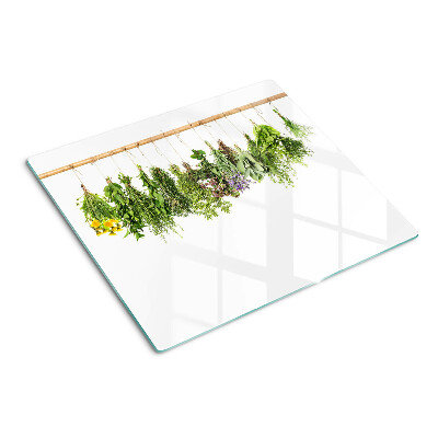 Tábua para corte Ervas secas em uma corda