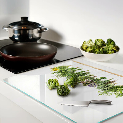 Tábua para corte Ervas secas em uma corda