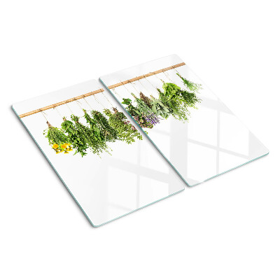 Tábua para corte Ervas secas em uma corda