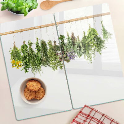 Tábua para corte Ervas secas em uma corda