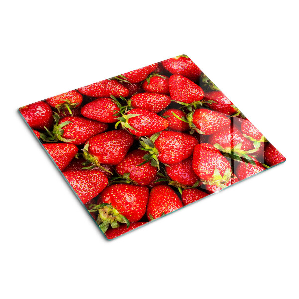 Tábua para cozinha Morangos em fundo vermelho