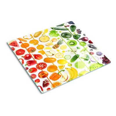 Tábua para corte Frutas e vegetais nas cores do arco-íris
