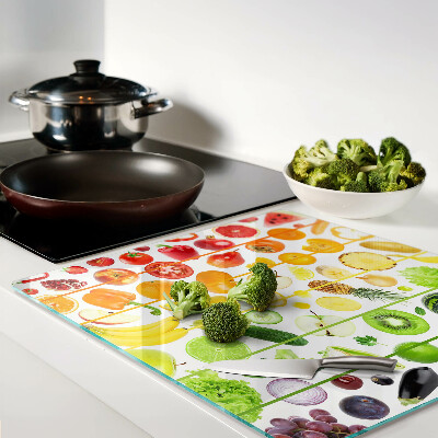 Tábua para corte Frutas e vegetais nas cores do arco-íris