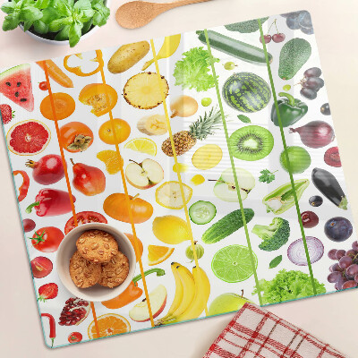Tábua para corte Frutas e vegetais nas cores do arco-íris