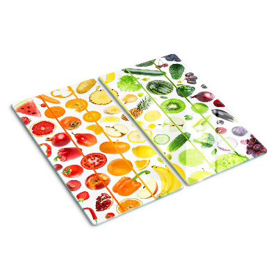 Tábua para corte Frutas e vegetais nas cores do arco-íris