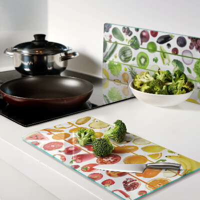 Tábua para corte Frutas e vegetais nas cores do arco-íris