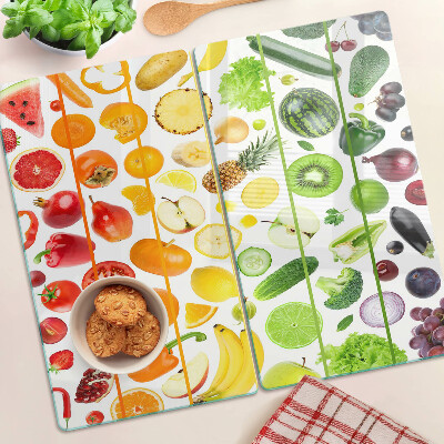 Tábua para corte Frutas e vegetais nas cores do arco-íris