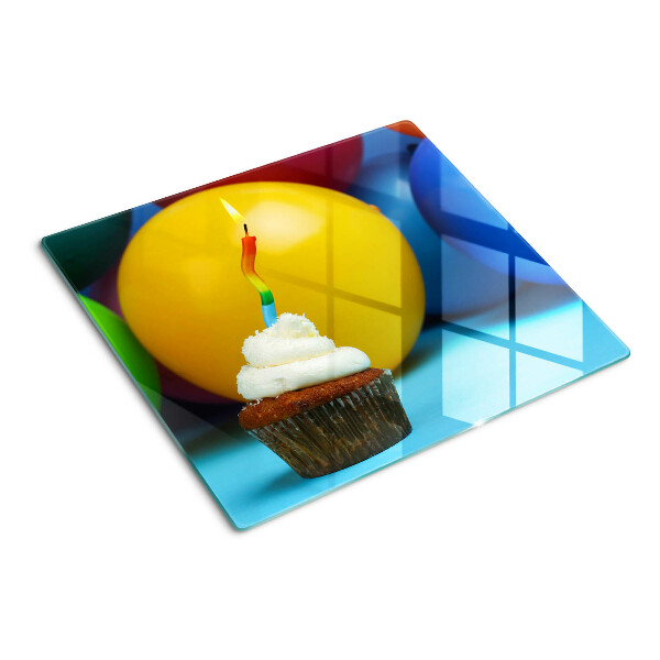 Tábua para corte Cupcake de aniversário com balões